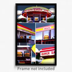 Pixel Art Poster - Immaculate Burger Stand (8 Bit Psychedelic Video Game Print)