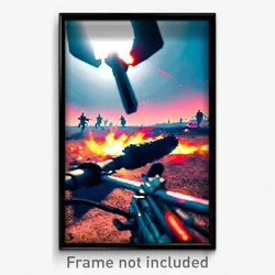 Pixel Art Poster - Digital Battlefield (8 Bit Psychedelic Video Game Print)