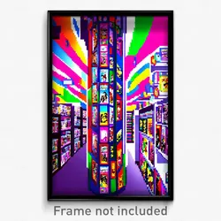 Pixel Art Poster - Multicolored Comic Book Store (8 Bit Video Game Print)
