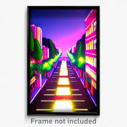 Pixel Art Poster - Lavish Boulevard (8 Bit Psychedelic Trippy Video Game Print)