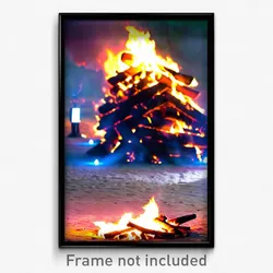 Pixel Art Poster - Big Bonfire (8 Bit Psychedelic Trippy Weird Video Game Print)
