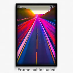 Pixel Art Poster - Vibrant Road (8 Bit Psychedelic Trippy Video Game Print)
