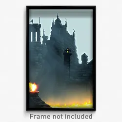 Pixel Art Poster - Menacing Stronghold (8 Bit Psychedelic Video Game Print)