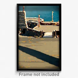 Pixel Art Poster - Damaged Quay (8 Bit Psychedelic Trippy Video Game Print)
