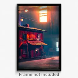 Pixel Art Poster - Secret Shack Tenement (8 Bit Psychedelic Video Game Print)