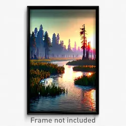 Pixel Art Poster - Deadly Marsh (8 Bit Psychedelic Trippy Video Game Print)