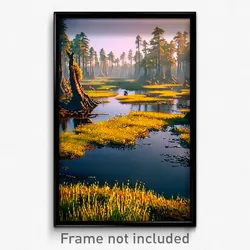 Pixel Art Poster - Spotless Swamp (8 Bit Psychedelic Trippy Video Game Print)