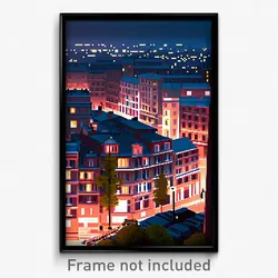 Pixel Art Poster - Dreary French City (8 Bit Psychedelic Video Game Print)