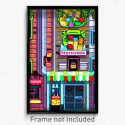 Pixel Art Poster - Fruity Shack Tenement (8 Bit Psychedelic Video Game Print)