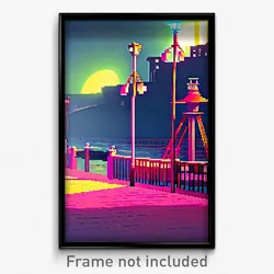 Pixel Art Poster - Cool Quay (8 Bit Psychedelic Trippy Weird Video Game Print)