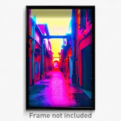Pixel Art Poster - Vivid Alley (8 Bit Psychedelic Trippy Weird Video Game Print)