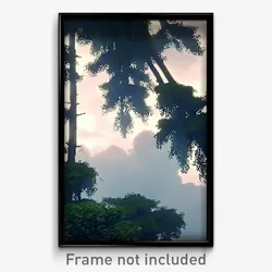 Pixel Art Poster - Worn Cloud Forest (8 Bit Psychedelic Trippy Video Game Print)