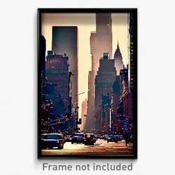 Pixel Art Poster - Glaring New York (8 Bit Psychedelic Trippy Video Game Print)