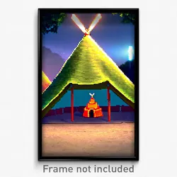 Pixel Art Poster - Square Tepee (8 Bit Psychedelic Trippy Video Game Print)