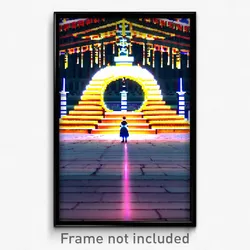 Pixel Art Poster - Colossal Shrine (8 Bit Psychedelic Trippy Video Game Print)