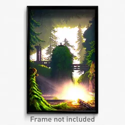 Pixel Art Poster - Evergreen Sewer (8 Bit Psychedelic Trippy Video Game Print)
