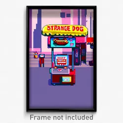 Pixel Art Poster - Strange Hot Dog Stand (8 Bit Psychedelic Video Game Print)