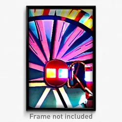 Pixel Art Poster - Famous Wheel (8 Bit Psychedelic Trippy Video Game Print)