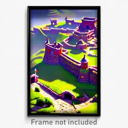 Pixel Art Poster - Bountiful Fort (8 Bit Psychedelic Trippy Video Game Print)