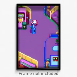 Pixel Art Poster - Bustling Video Game (8 Bit Psychedelic Video Game Print)
