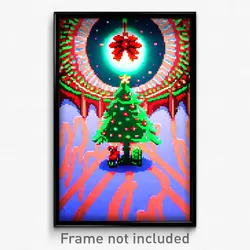 Pixel Art Poster - Gigantic Christmas (8 Bit Psychedelic Video Game Print)