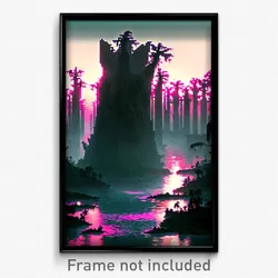 Pixel Art Poster - Advanced Bayou (8 Bit Psychedelic Trippy Video Game Print)