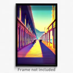 Pixel Art Poster - Mellow Promenade (8 Bit Psychedelic Trippy Video Game Print)