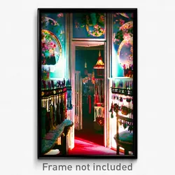 Pixel Art Poster - Stained Haberdashery (8 Bit Psychedelic Video Game Print)
