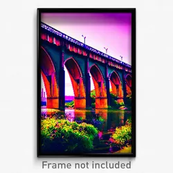 Pixel Art Poster - Vibrant Viaduct (8 Bit Psychedelic Trippy Video Game Print)