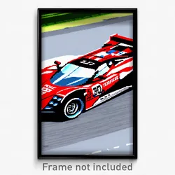 Pixel Art Poster - Terrific Racecar (8 Bit Psychedelic Trippy Video Game Print)