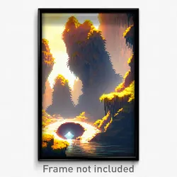 Pixel Art Poster - Showy Chasm (8 Bit Psychedelic Trippy Weird Video Game Print)
