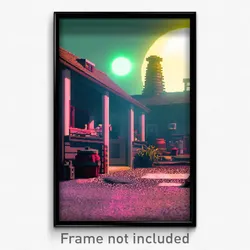 Pixel Art Poster - Digital Homestead (8 Bit Psychedelic Trippy Video Game Print)