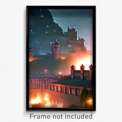 Pixel Art Poster - Dense Fortifications (8 Bit Psychedelic Video Game Print)