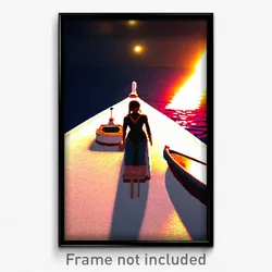 Pixel Art Poster - Warm Boat (8 Bit Psychedelic Trippy Weird Video Game Print)