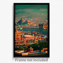Pixel Art Poster - Striking Mexican City (8 Bit Psychedelic Video Game Print)