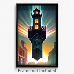 Pixel Art Poster - Cool Belfry (8 Bit Psychedelic Trippy Weird Video Game Print)