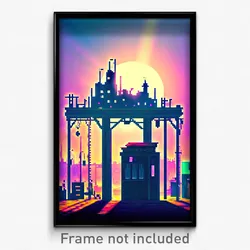 Pixel Art Poster - Wicked Shantytown (8 Bit Psychedelic Trippy Video Game Print)