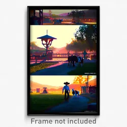 Pixel Art Poster - Zany Ranch (8 Bit Psychedelic Trippy Weird Video Game Print)