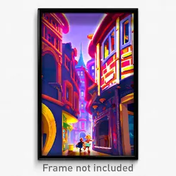 Pixel Art Poster - Glaring Cartoon Architecture (8 Bit Video Game Print)
