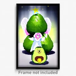 Pixel Art Poster - Angelic Avocado (8 Bit Psychedelic Trippy Video Game Print)