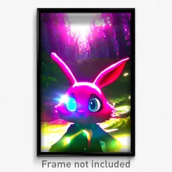 Pixel Art Poster - Enchanted Rabbit (8 Bit Psychedelic Trippy Video Game Print)