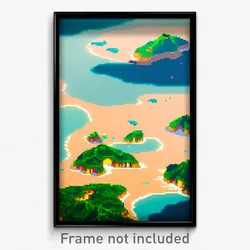 Pixel Art Poster - Tiny Archipelago (8 Bit Psychedelic Trippy Video Game Print)