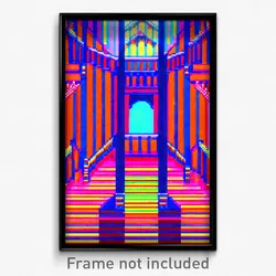Pixel Art Poster - Striped Palace (8 Bit Psychedelic Trippy Video Game Print)