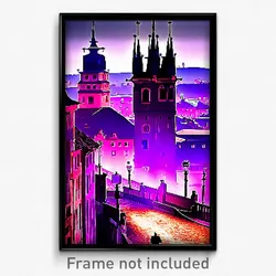 Pixel Art Poster - Purple Prague (8 Bit Psychedelic Trippy Video Game Print)