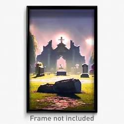 Pixel Art Poster - Monstrous Grave (8 Bit Psychedelic Trippy Video Game Print)
