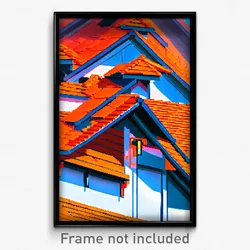 Pixel Art Poster - Orange Dormer (8 Bit Psychedelic Trippy Video Game Print)
