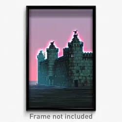 Pixel Art Poster - Calm Battlements (8 Bit Psychedelic Trippy Video Game Print)
