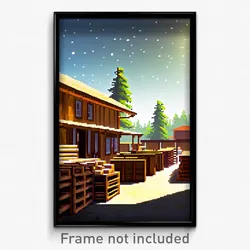 Pixel Art Poster - Puny Lumber Yard (8 Bit Psychedelic Trippy Video Game Print)