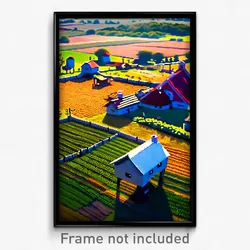 Pixel Art Poster - Uneven Farm (8 Bit Psychedelic Trippy Weird Video Game Print)