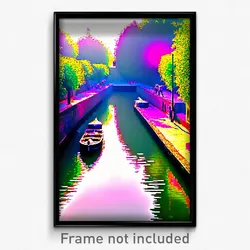 Pixel Art Poster - Unique Canal (8 Bit Psychedelic Trippy Video Game Print)